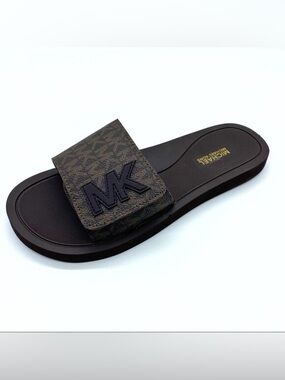 Michel Kors Women’s Brown MK Logo Slides - Size 6